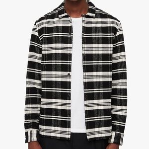 All Saints Checked Shirt Black White Plaid Flannel Size Large